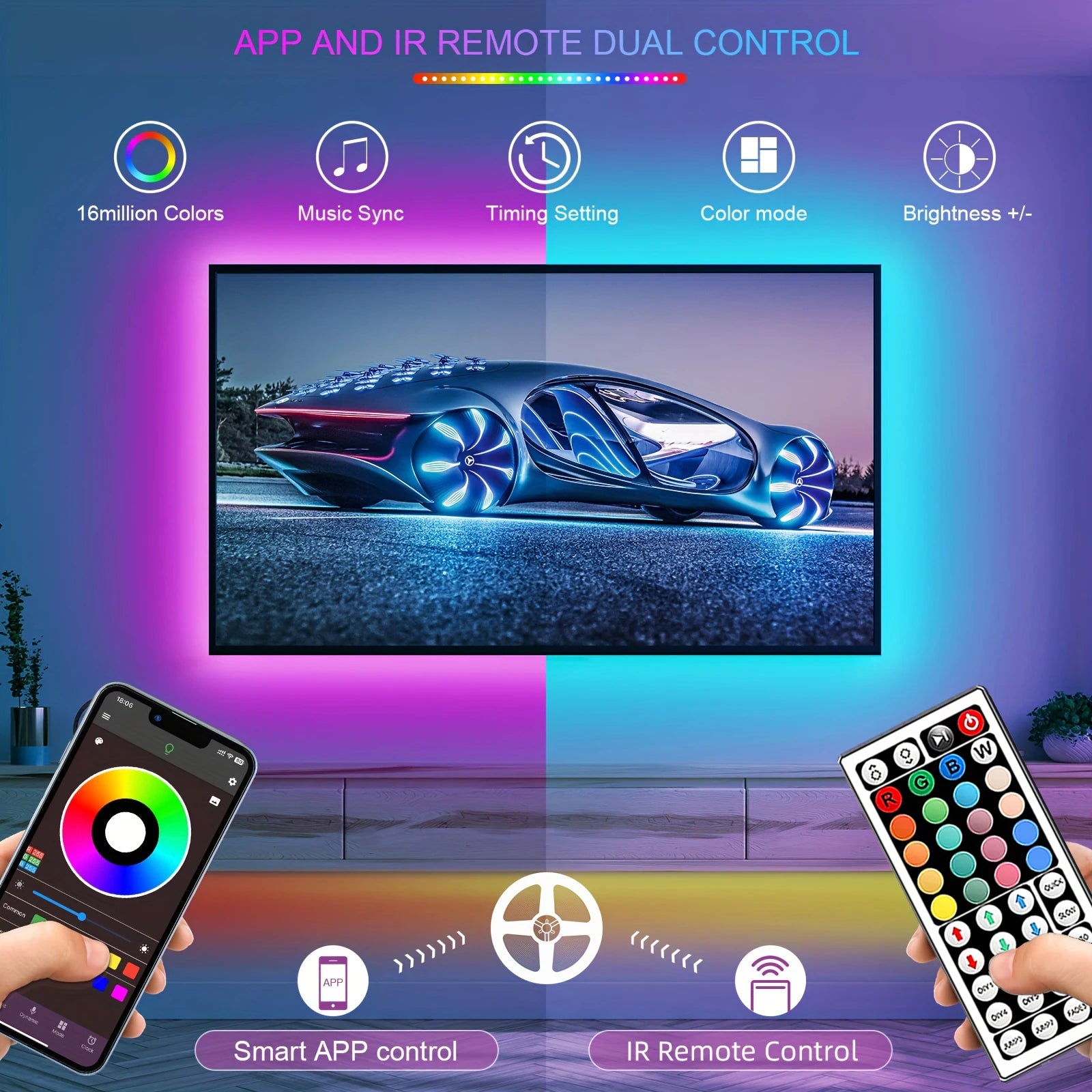 Smart RGB LED Strip Lights – App & Remote Control